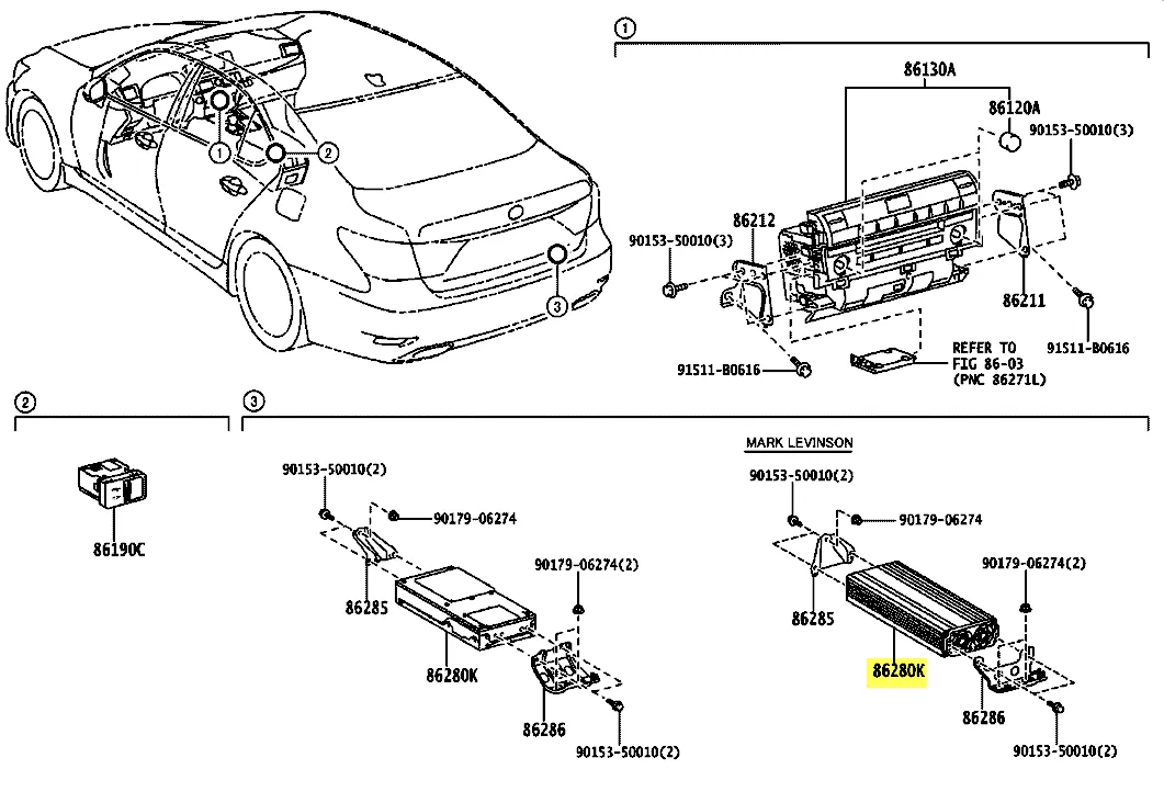 امبلي فاير مضخم صوت  Lexus LS460  2013-2017