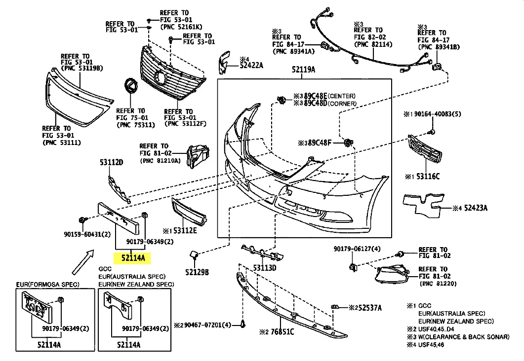 قاعدة لوحة Lexus LS460  2007-2012