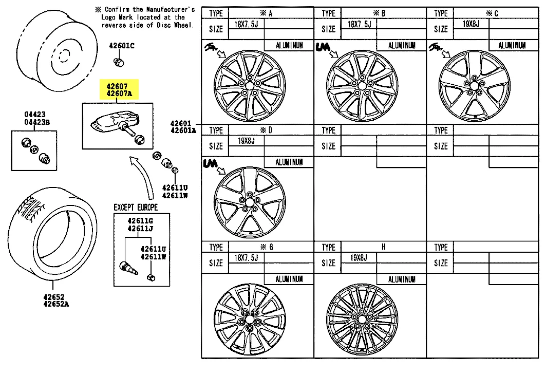حساس مستوى ضغط الكفرات الامريكي  Lexus LS460  2007-2012