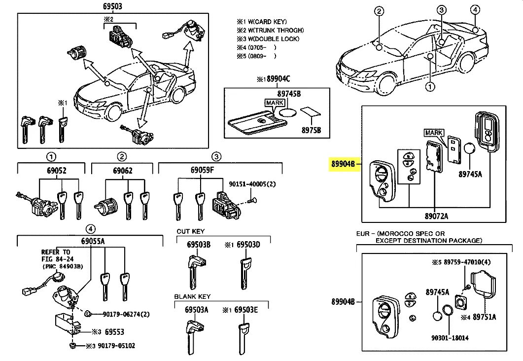 ريموت مفتاح  Lexus LS460  2007-2012